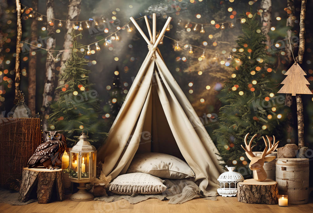 Kate Christmas Tent Owl Backdrop Bokeh Designed by Chain Photography - Kate Backdrop AU