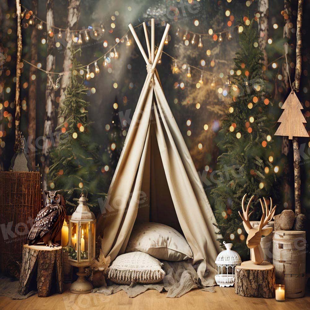 Kate Christmas Tent Owl Backdrop Bokeh Designed by Chain Photography - Kate Backdrop AU