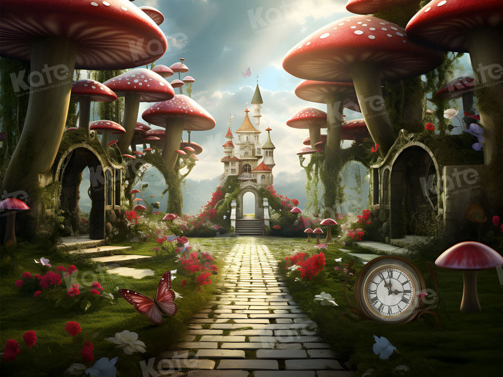 Kate Fantasy Mushroom Castle Backdrop for Photography - Kate Backdrop AU