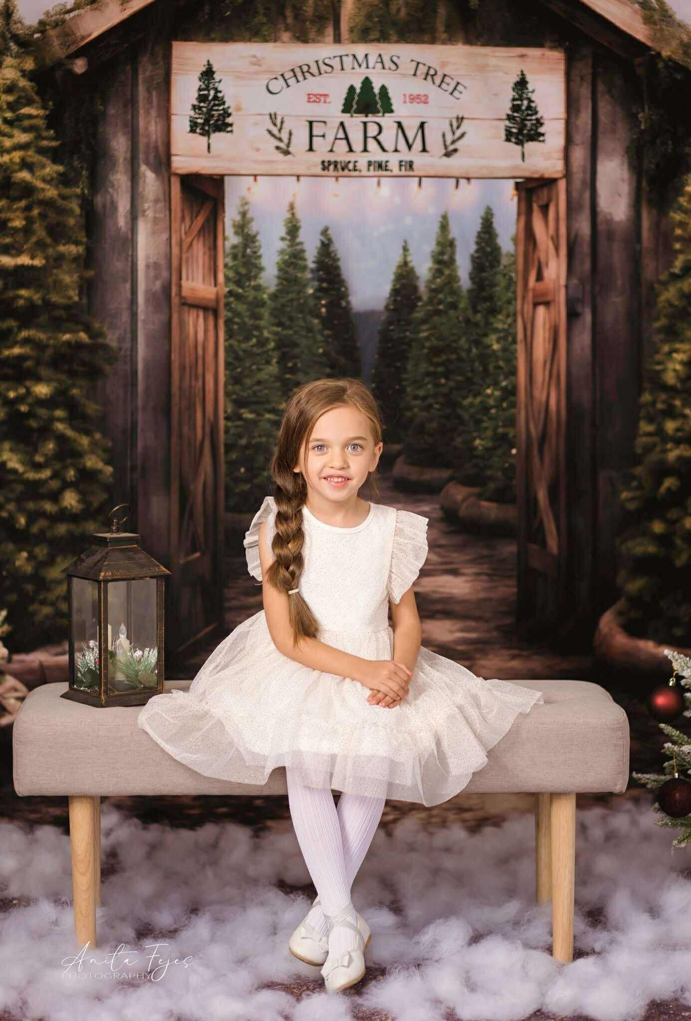 Kate Christmas Tree Farm Entrance Backdrop for Photography