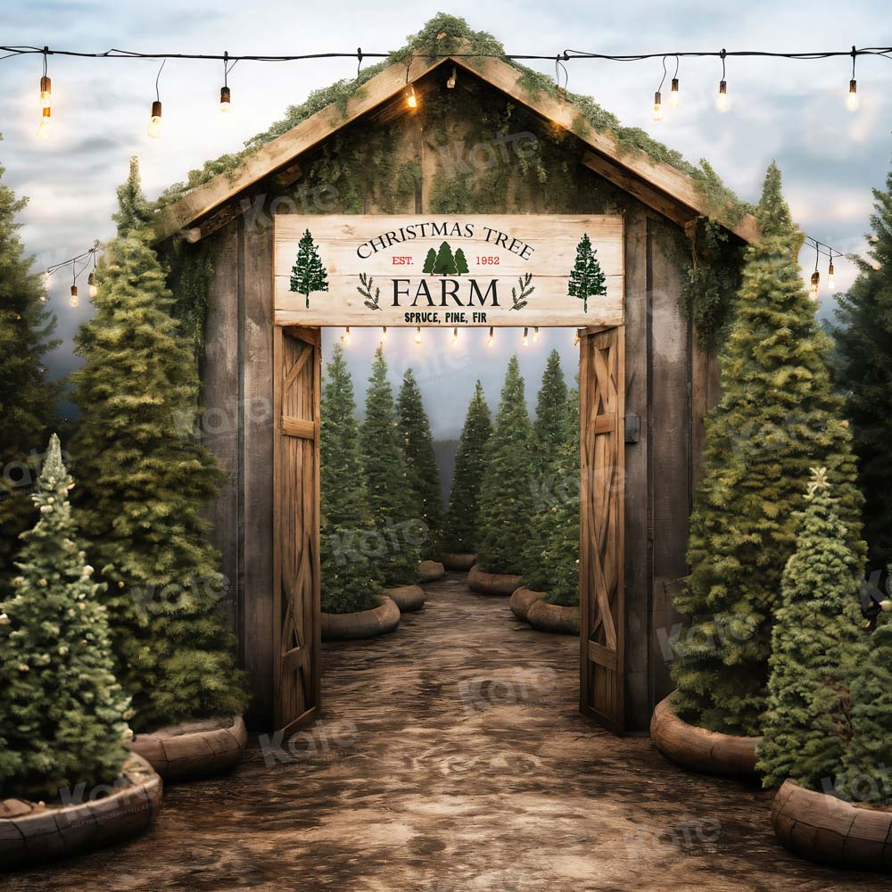 Kate Christmas Tree Farm Entrance Backdrop for Photography - Kate Backdrop AU