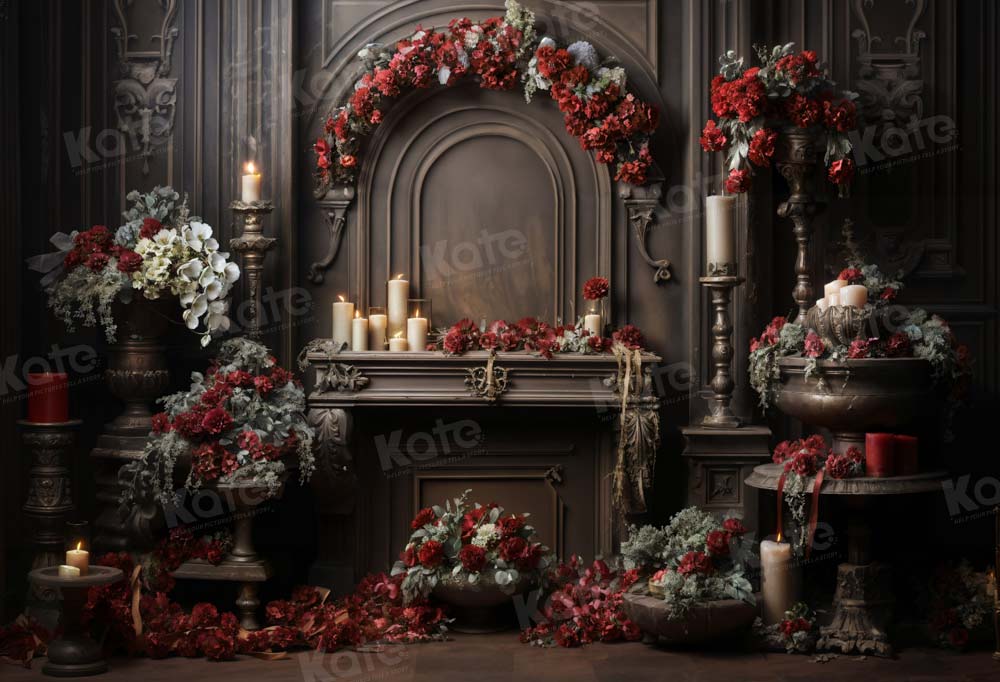 Kate Vintage Valentine's Day Flowers Backdrop Designed by Emetselch - Kate Backdrop AU