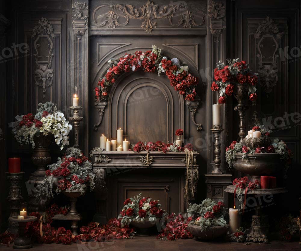 Kate Vintage Valentine's Day Flowers Backdrop Designed by Emetselch - Kate Backdrop AU