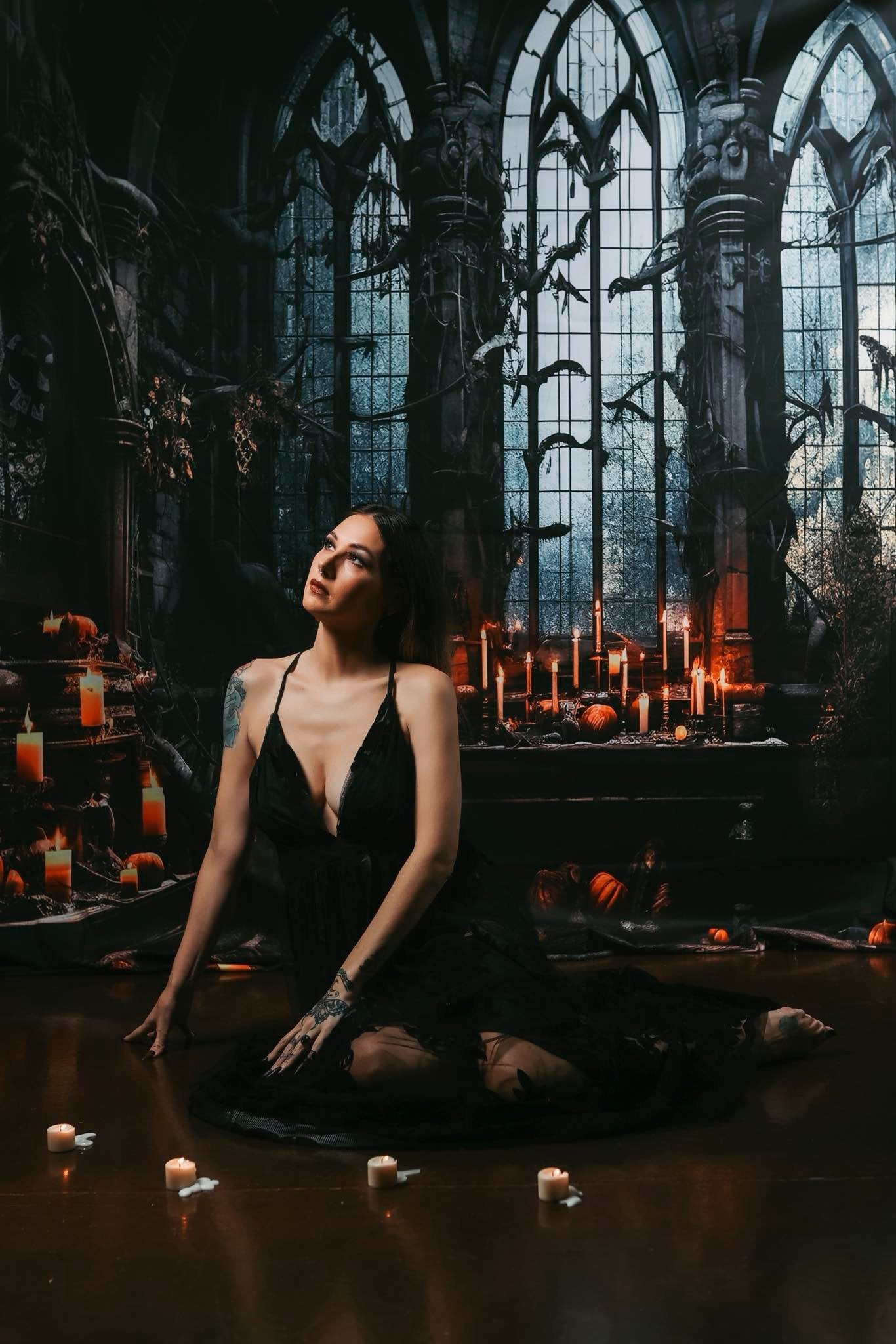 Kate Dark Windows Halloween Backdrop Designed by Emetselch