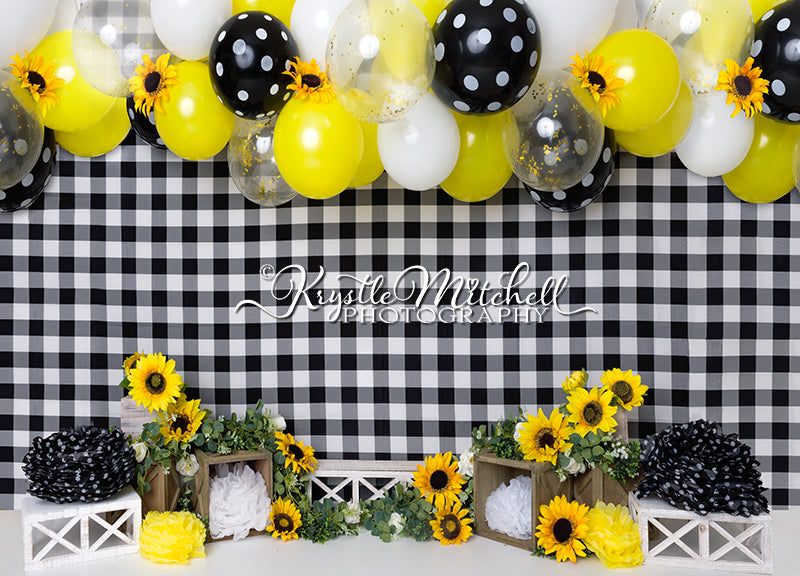 Kate Sunflowers Black Checkered Backdrop Designed By Krystle Mitchell Photography - Kate Backdrop AU