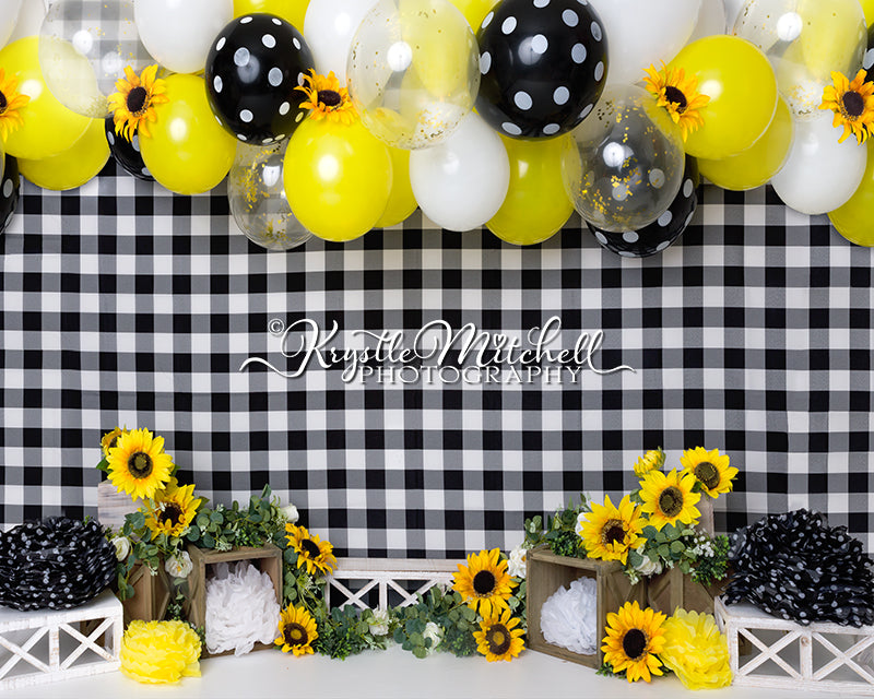 Kate Sunflowers Black Checkered Backdrop Designed By Krystle Mitchell Photography - Kate Backdrop AU