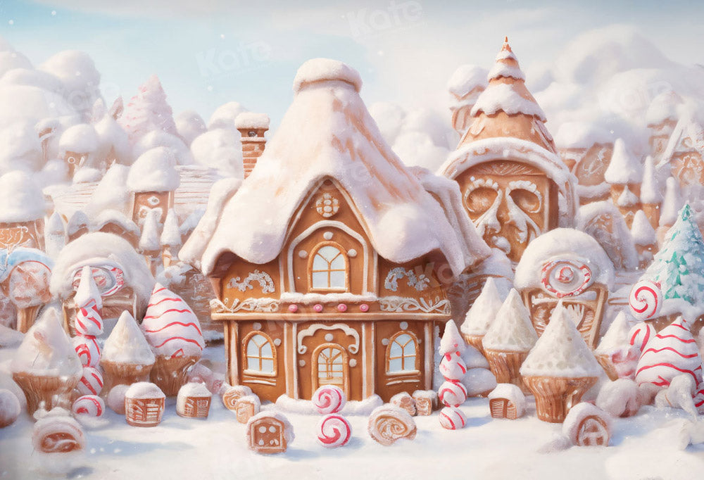 Kate Christmas Snow Ice Cream Castle Backdrop for Photography - Kate Backdrop AU