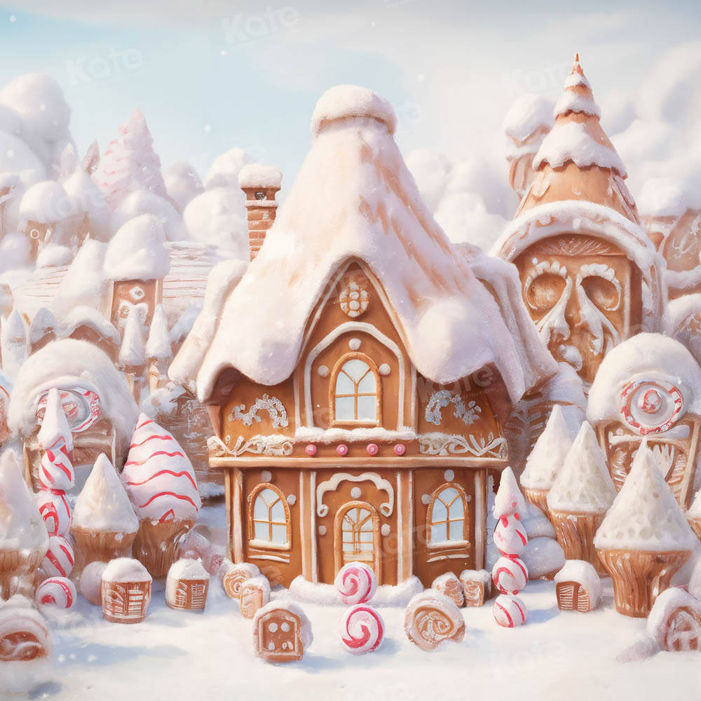 Kate Christmas Snow Ice Cream Castle Backdrop for Photography - Kate Backdrop AU
