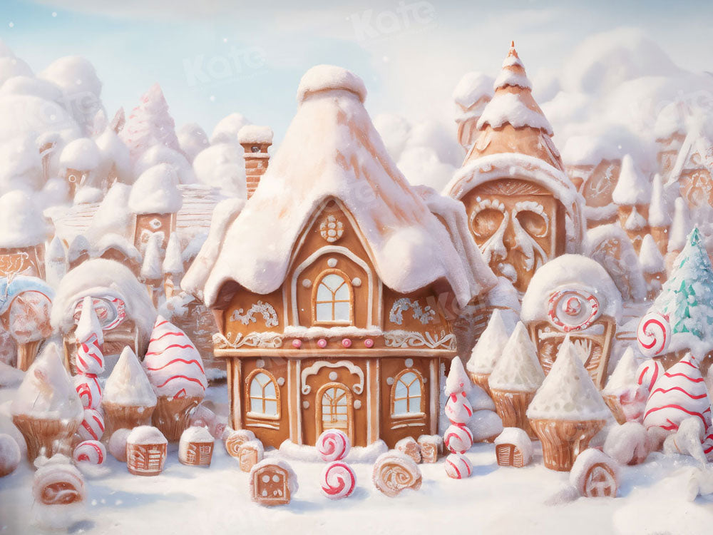 Kate Christmas Snow Ice Cream Castle Backdrop for Photography - Kate Backdrop AU