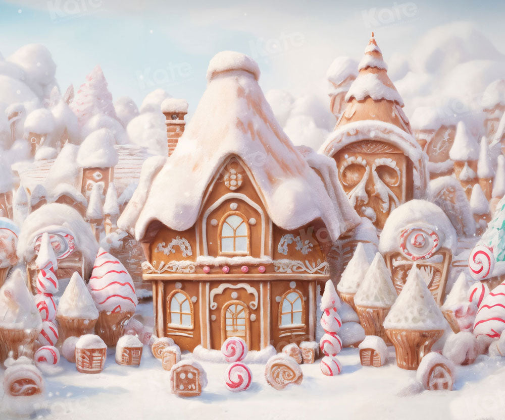 Kate Christmas Snow Ice Cream Castle Backdrop for Photography - Kate Backdrop AU