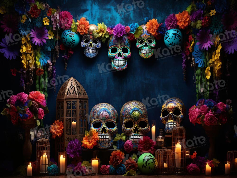 Kate Halloween Colorful Skull Backdrop for Photography