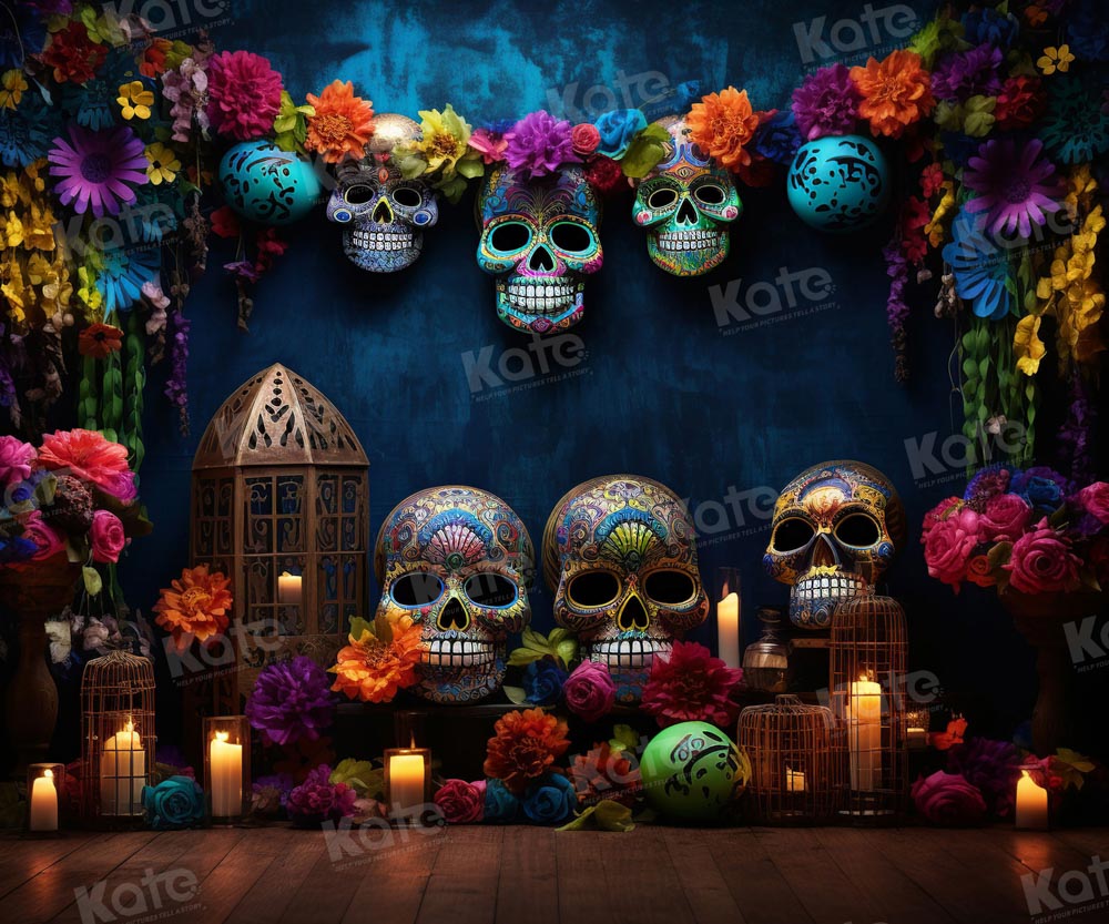 Kate Halloween Colorful Skull Backdrop for Photography