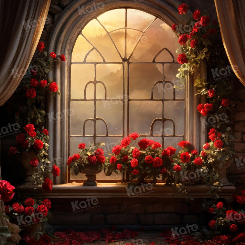 Kate Valentine's Day Rose Window Room Backdrop for Photography - Kate Backdrop AU