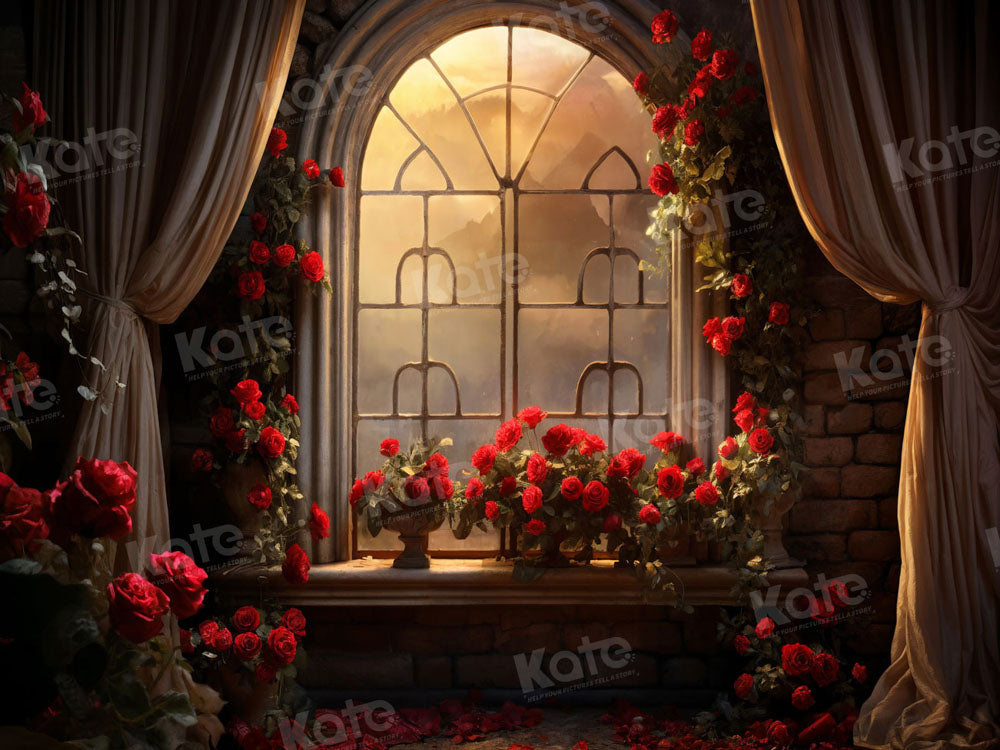 Kate Valentine's Day Rose Window Room Backdrop for Photography - Kate Backdrop AU