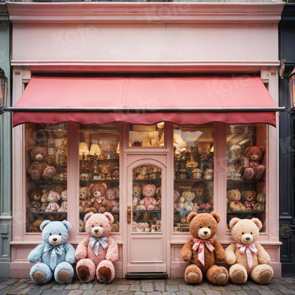 Kate Birthday Gift Pink Bear Display Window Backdrop Designed by Chain Photography - Kate Backdrop AU