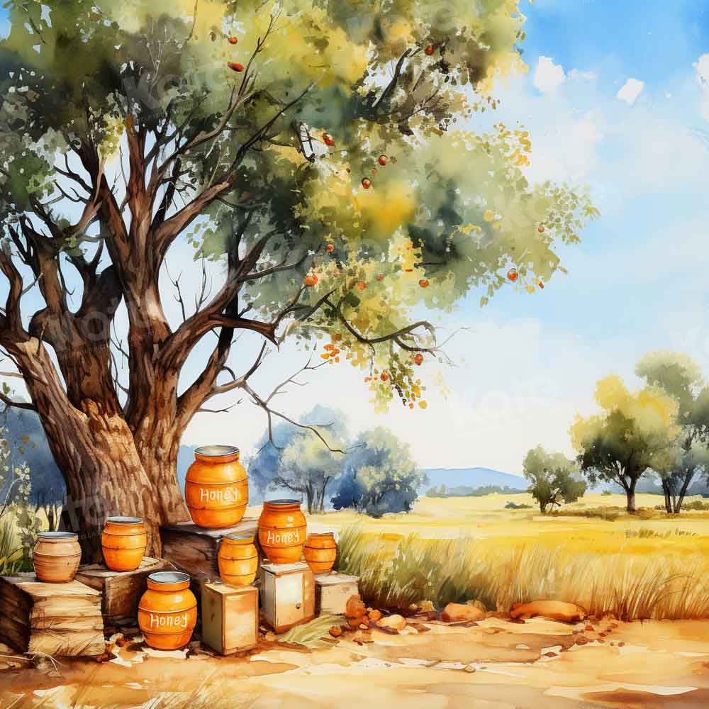 Kate Tree Honey Jar Cartoon Style Backdrop Designed by GQ - Kate Backdrop AU