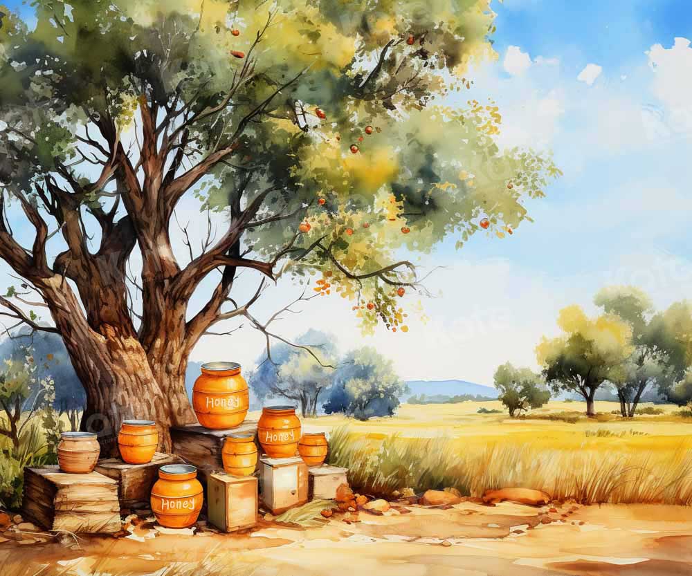 Kate Tree Honey Jar Cartoon Style Backdrop Designed by GQ - Kate Backdrop AU