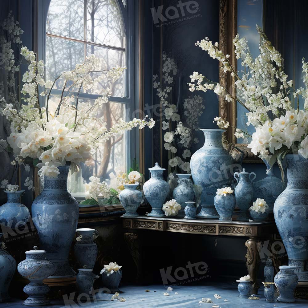 Kate Spring Flowers Porcelain Vase Backdrop for Photography - Kate Backdrop AU