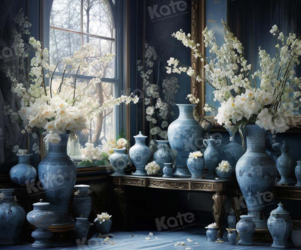 Kate Spring Flowers Porcelain Vase Backdrop for Photography - Kate Backdrop AU