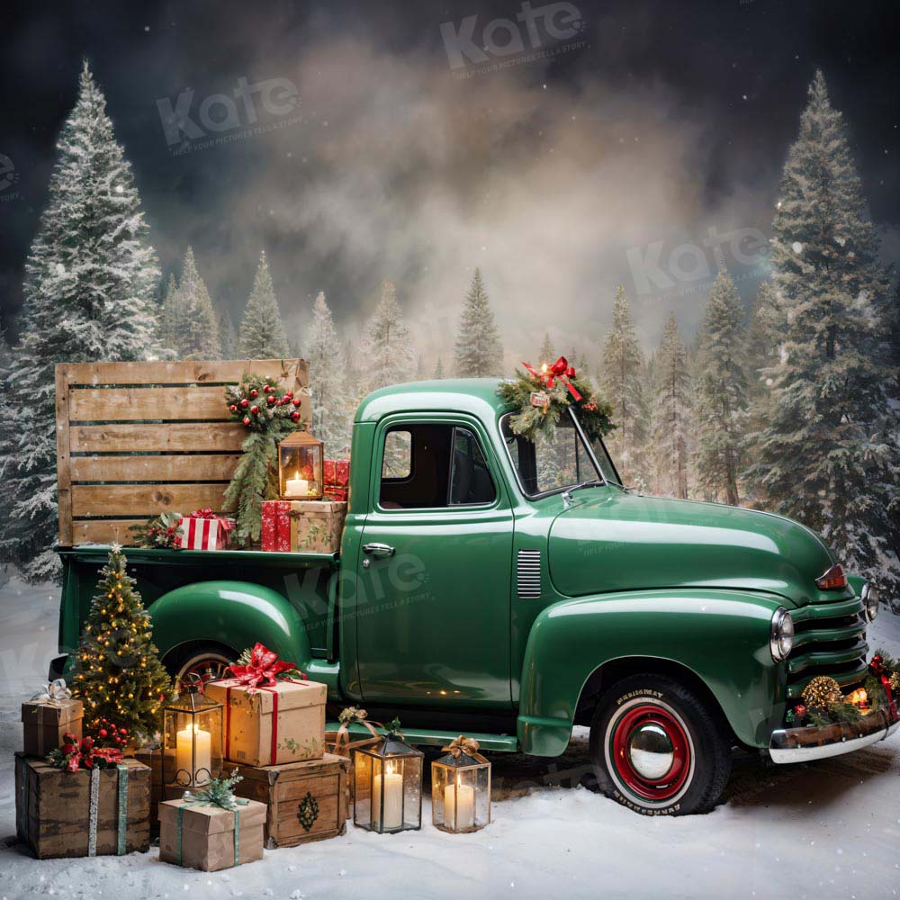 Kate Christmas Gift Green Car Backdrop Designed by Emetselch - Kate Backdrop AU