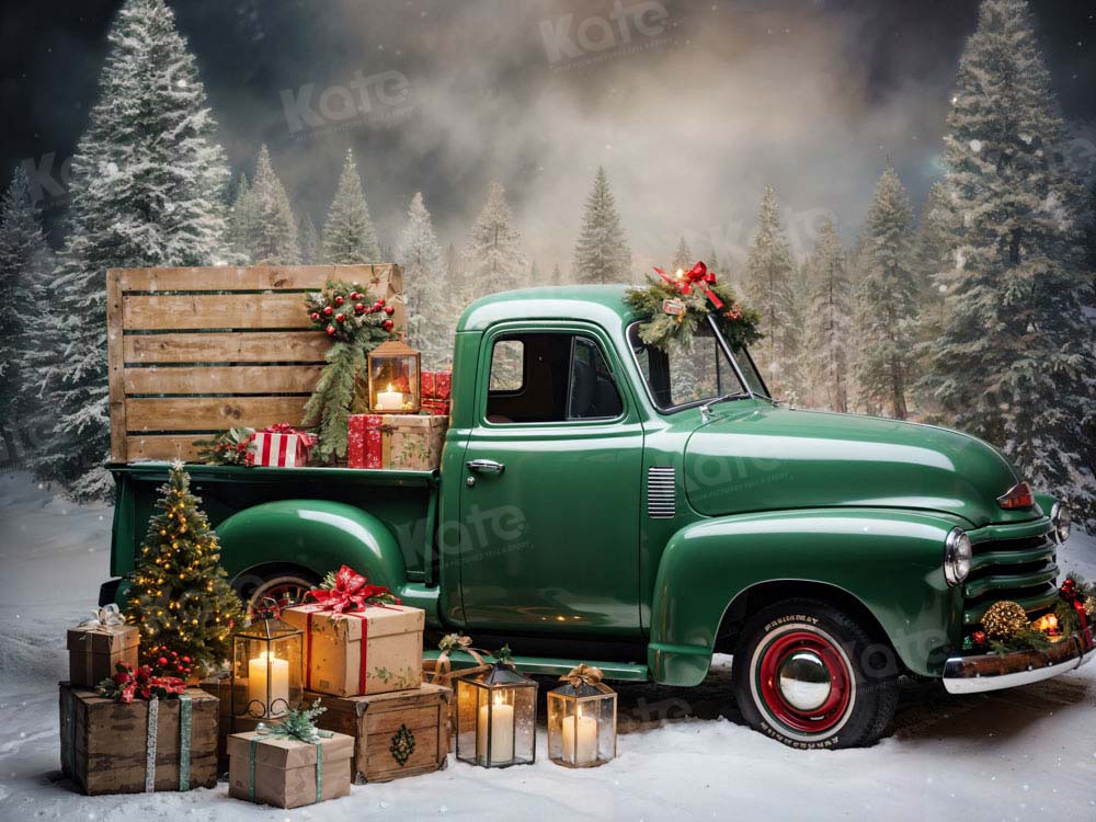 Kate Christmas Gift Green Car Backdrop Designed by Emetselch - Kate Backdrop AU