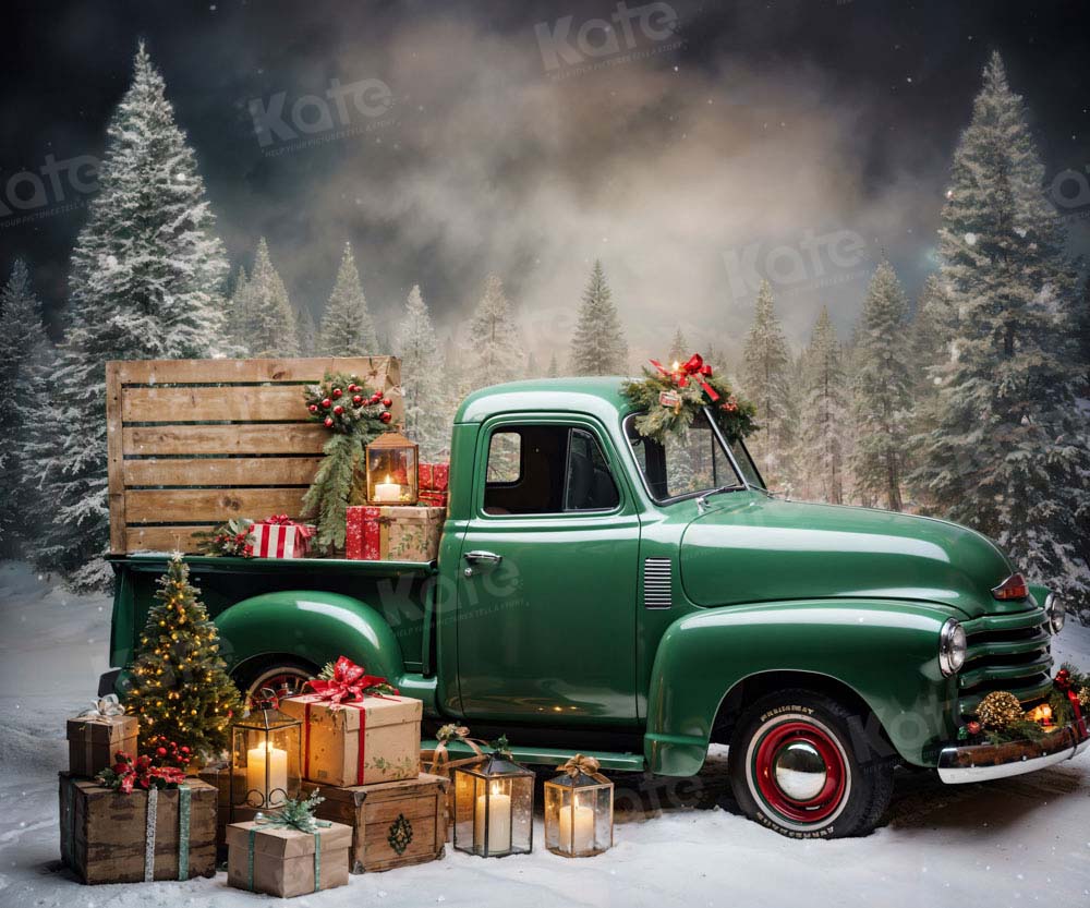 Kate Christmas Gift Green Car Backdrop Designed by Emetselch - Kate Backdrop AU