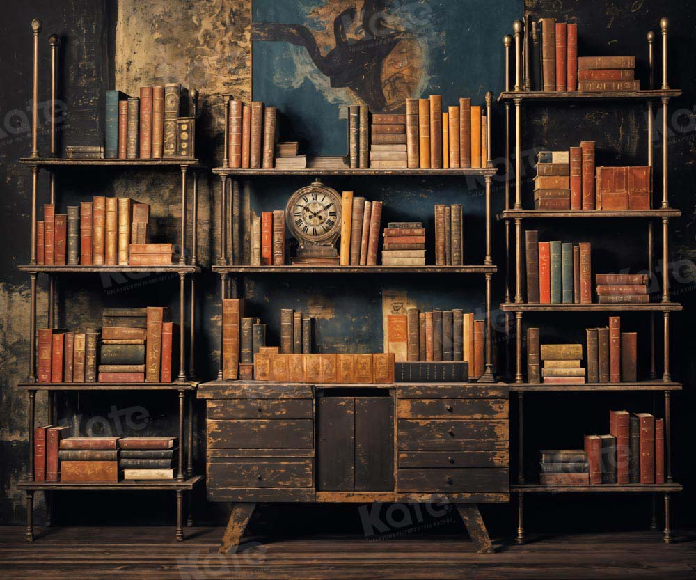 Kate Ancient Clock Bookshelf Backdrop Designed by Emetselch - Kate Backdrop AU