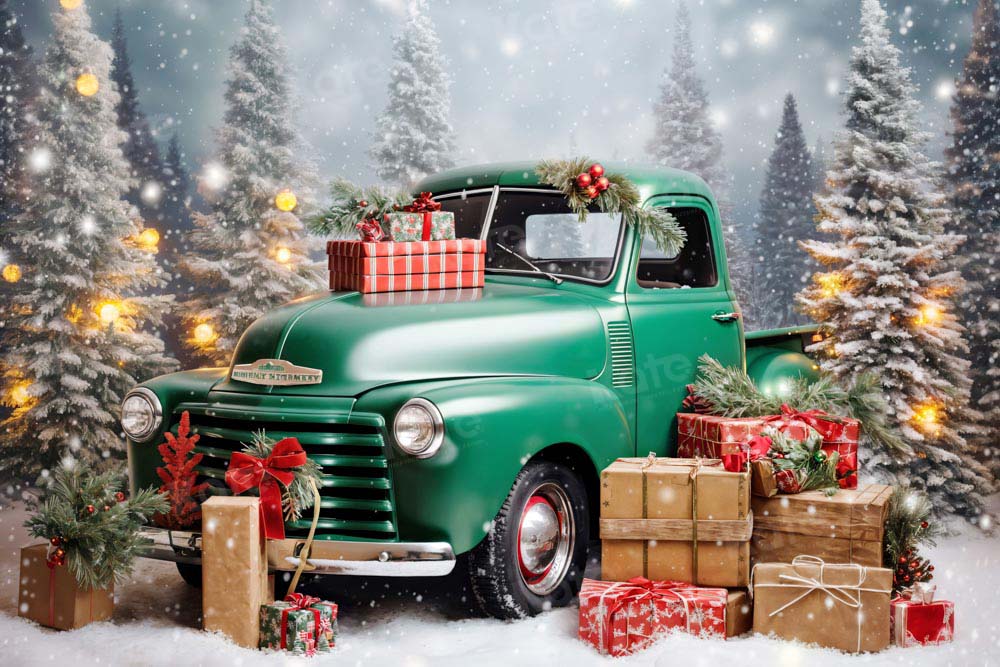 Kate Christmas Gift Green Car Backdrop Designed by Emetselch - Kate Backdrop AU