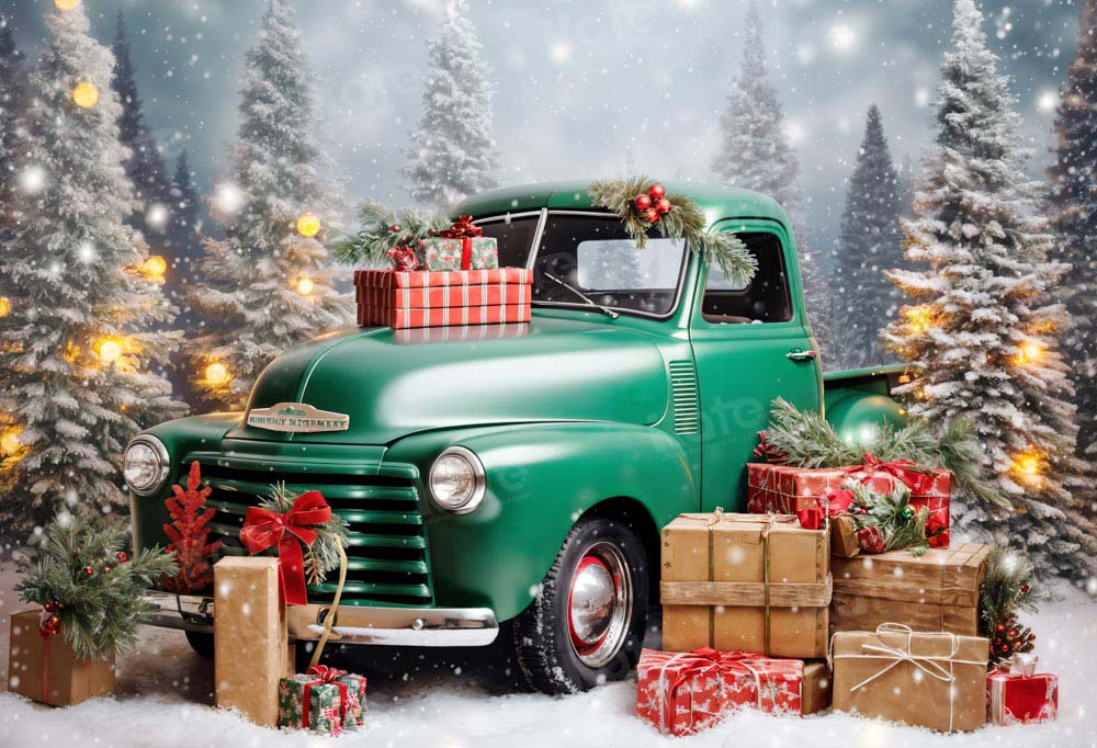 Kate Christmas Gift Green Car Backdrop Designed by Emetselch - Kate Backdrop AU