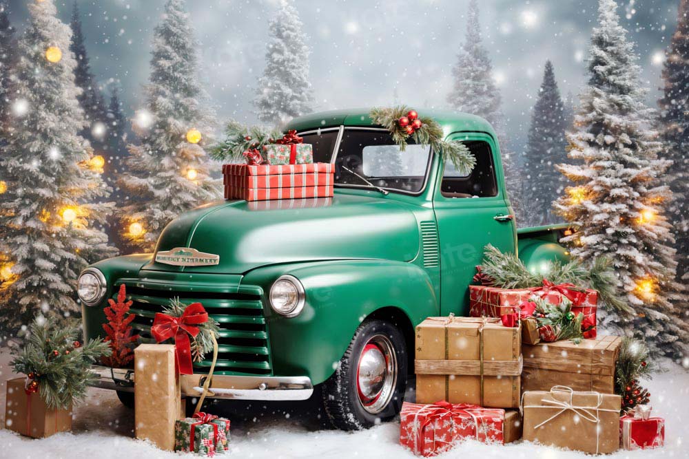 Kate Christmas Gift Green Car Backdrop Designed by Emetselch - Kate Backdrop AU