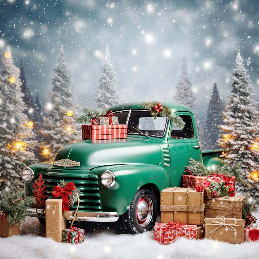 Kate Christmas Gift Green Car Backdrop Designed by Emetselch - Kate Backdrop AU