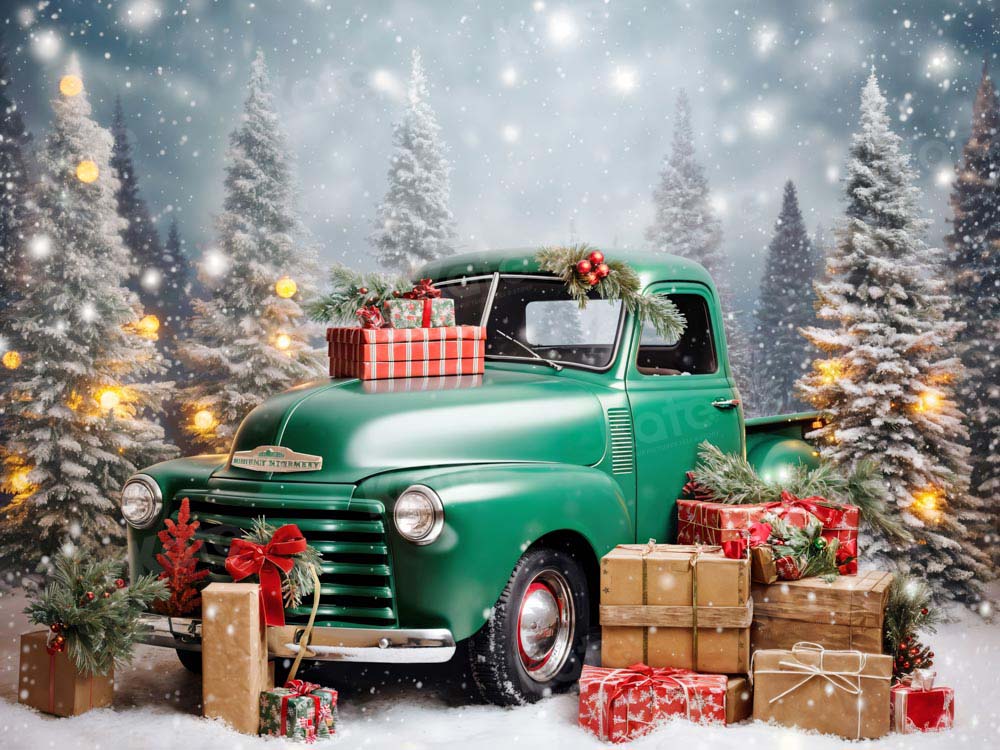 Kate Christmas Gift Green Car Backdrop Designed by Emetselch - Kate Backdrop AU