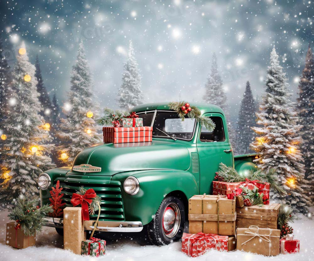 Kate Christmas Gift Green Car Backdrop Designed by Emetselch - Kate Backdrop AU