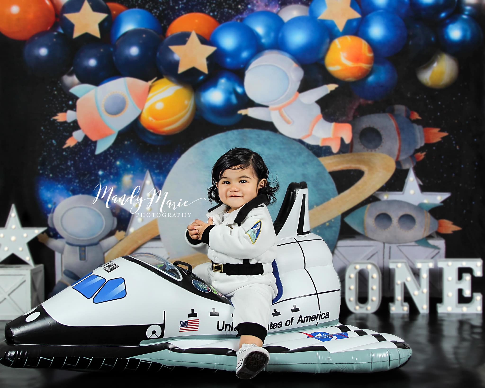 Kate Birthday Outer Space Balloon Backdrop Designed by Caitlin Lynch - Kate Backdrop AU