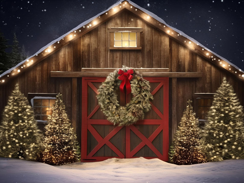 Kate Christmas Outdoor Snow House Backdrop for Photography - Kate Backdrop AU