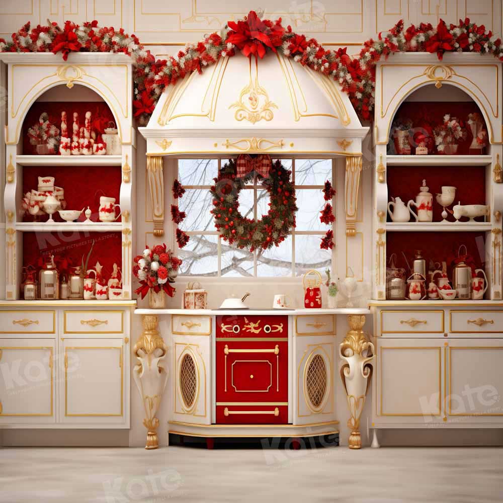 Kate Christmas White Kitchen Shelf Backdrop Designed by Emetselch - Kate Backdrop AU