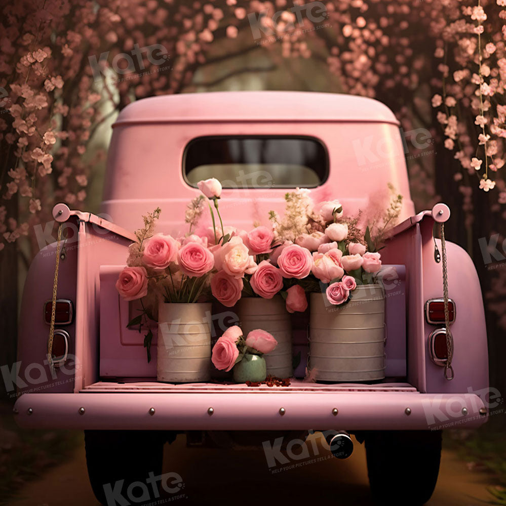 Kate Valentine's Day Pink Flowers Truck Backdrop Designed by Chain Photography - Kate Backdrop AU