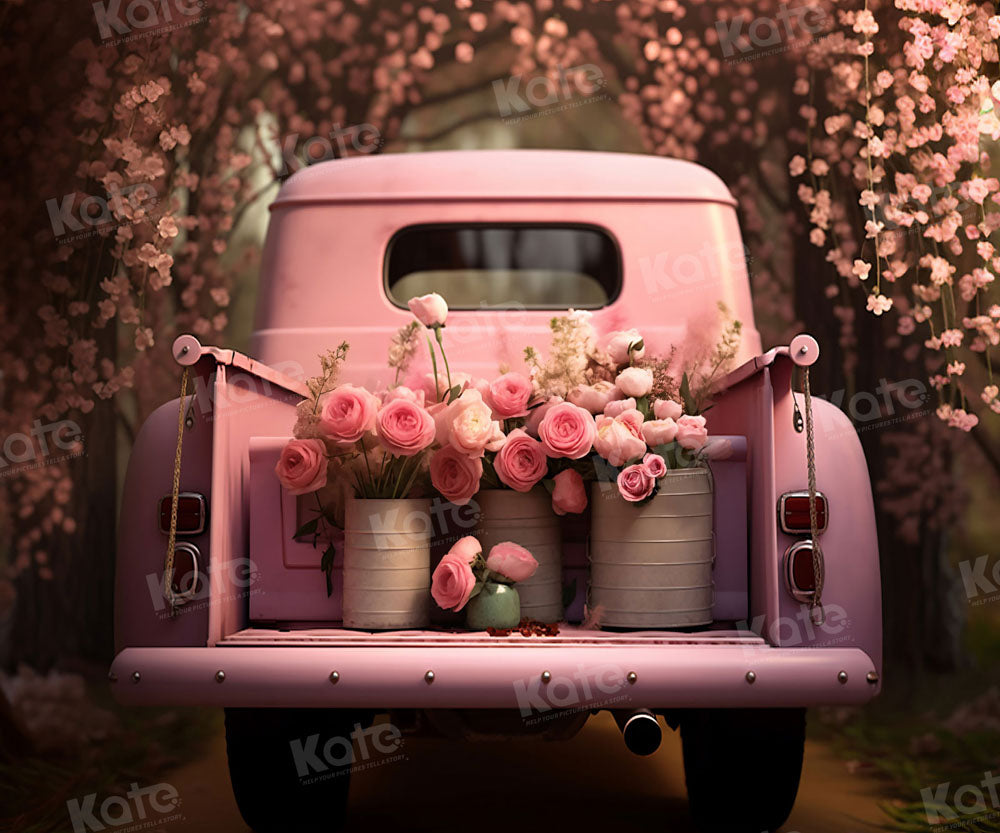 Kate Valentine's Day Pink Flowers Truck Backdrop Designed by Chain Photography - Kate Backdrop AU