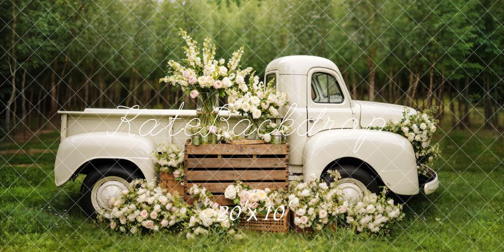 Kate Spring White Flowers Truck Backdrop Designed by Chain Photography - Kate Backdrop AU