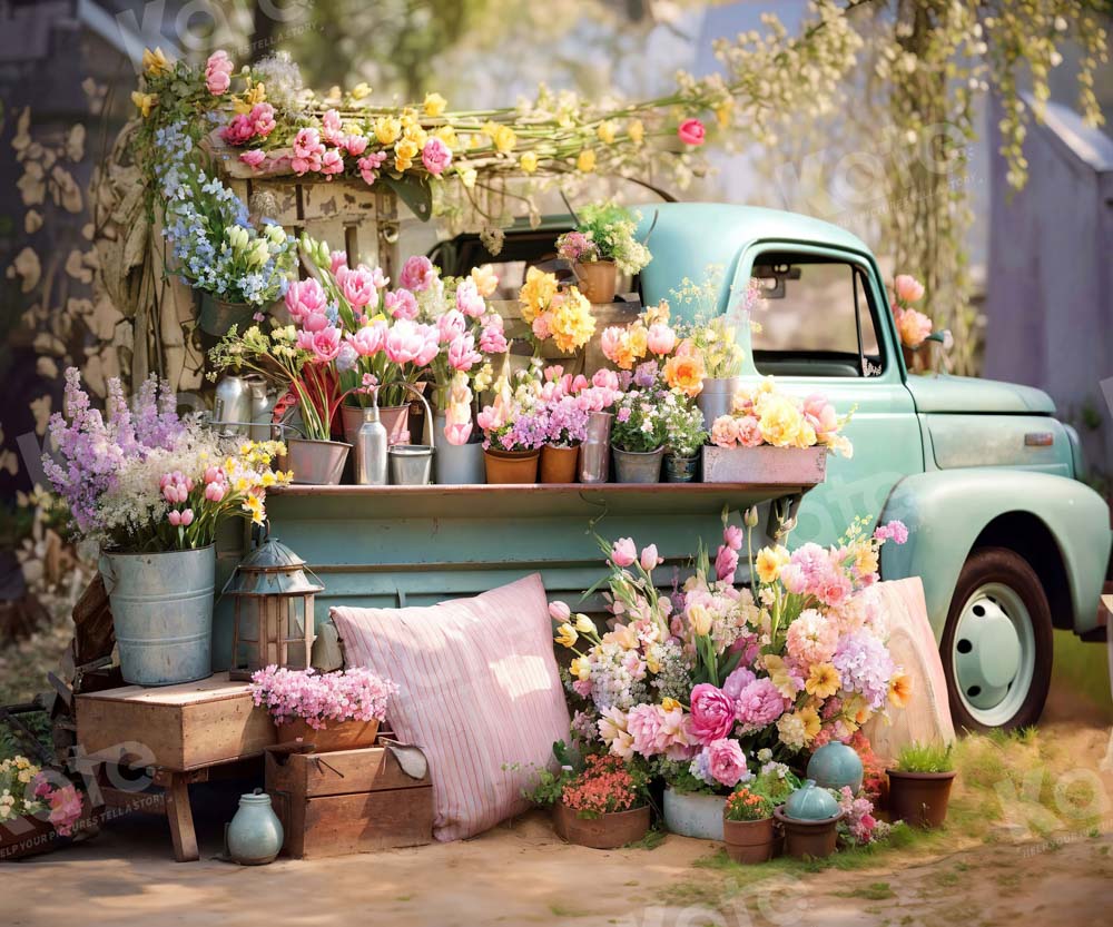 Kate Spring Flower Truck Backdrop Designed by Emetselch - Kate Backdrop AU
