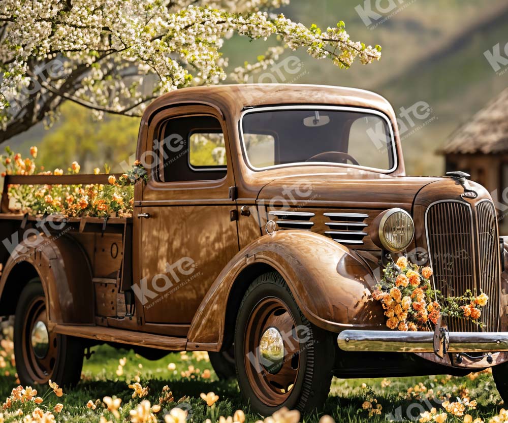 Kate Spring Retro Brown Truck Outdoors Backdrop Designed by Emetselch - Kate Backdrop AU