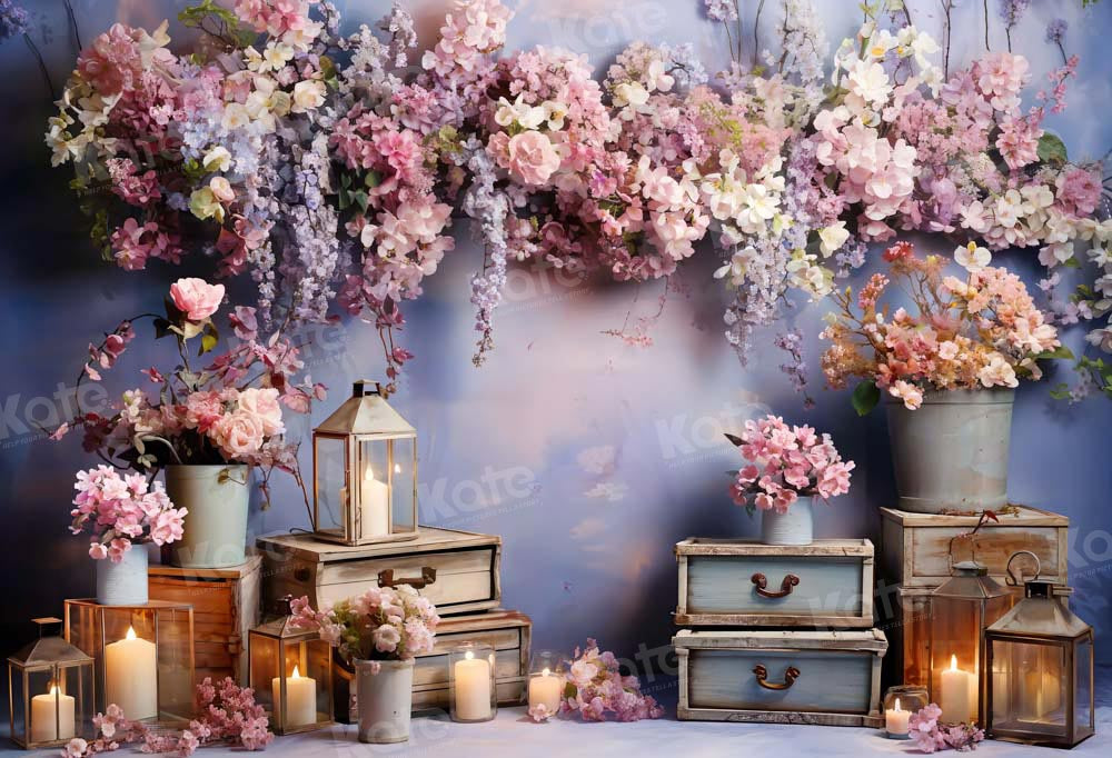 Kate Art Colorful Flowers Candles Backdrop Designed by Emetselch - Kate Backdrop AU