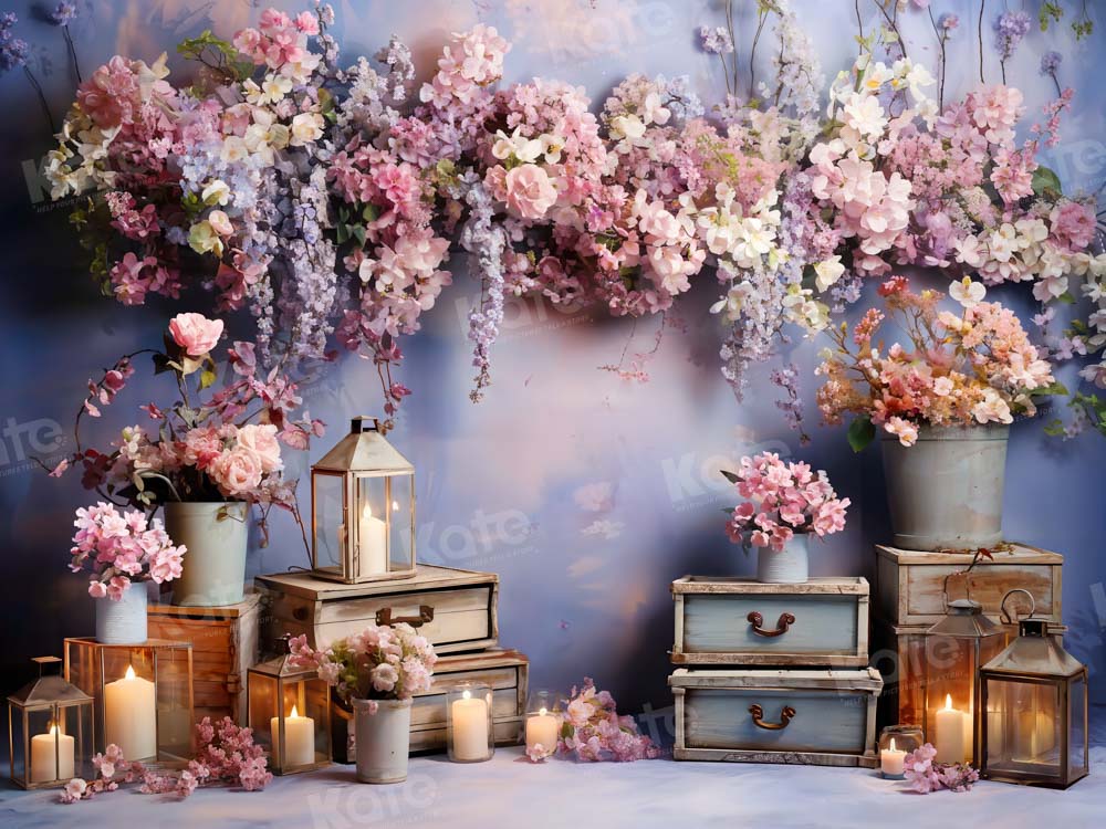 Kate Art Colorful Flowers Candles Backdrop Designed by Emetselch - Kate Backdrop AU