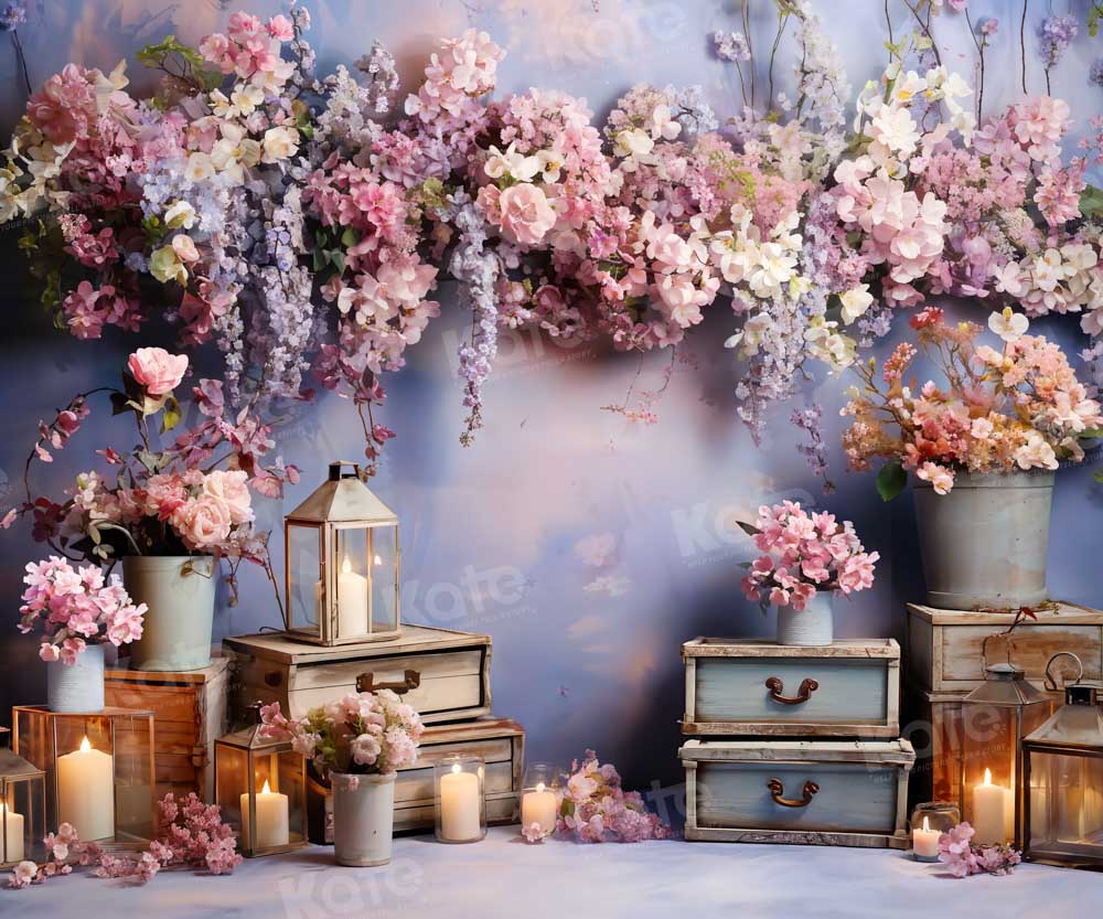 Kate Art Colorful Flowers Candles Backdrop Designed by Emetselch - Kate Backdrop AU