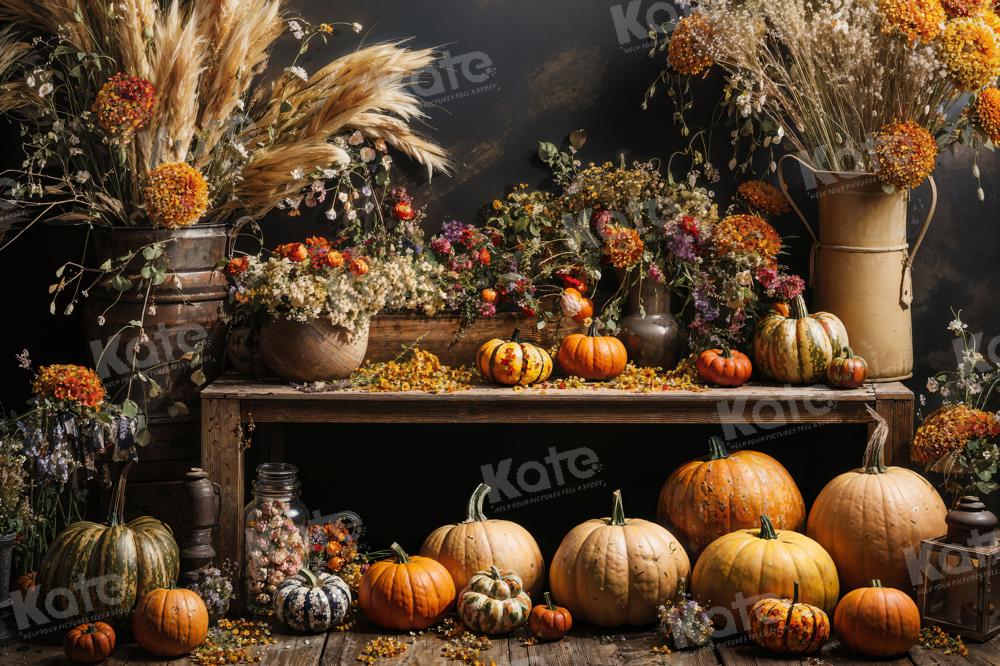 Kate Art Fall Pumpkin Reed Backdrop Designed by Emetselch - Kate Backdrop AU