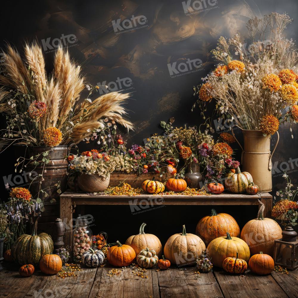 Kate Art Fall Pumpkin Reed Backdrop Designed by Emetselch - Kate Backdrop AU