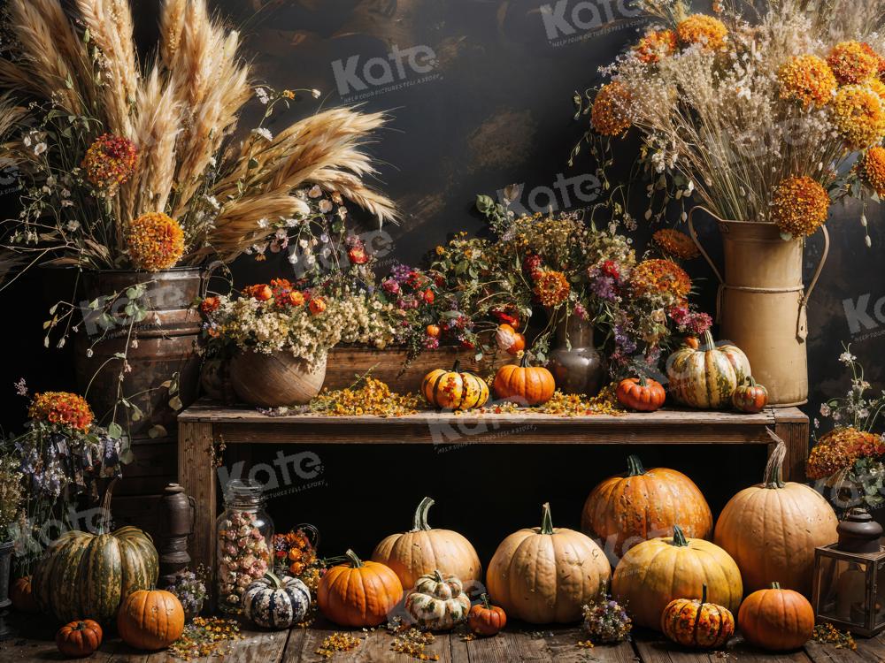 Kate Art Fall Pumpkin Reed Backdrop Designed by Emetselch - Kate Backdrop AU