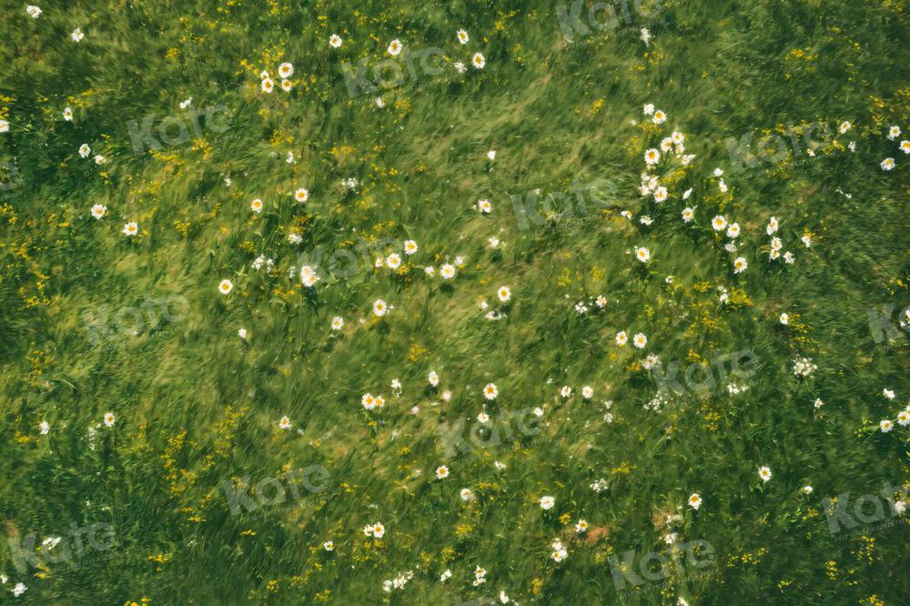 Kate White Flowers Grass Backdrop Designed by Kate Image - Kate Backdrop AU