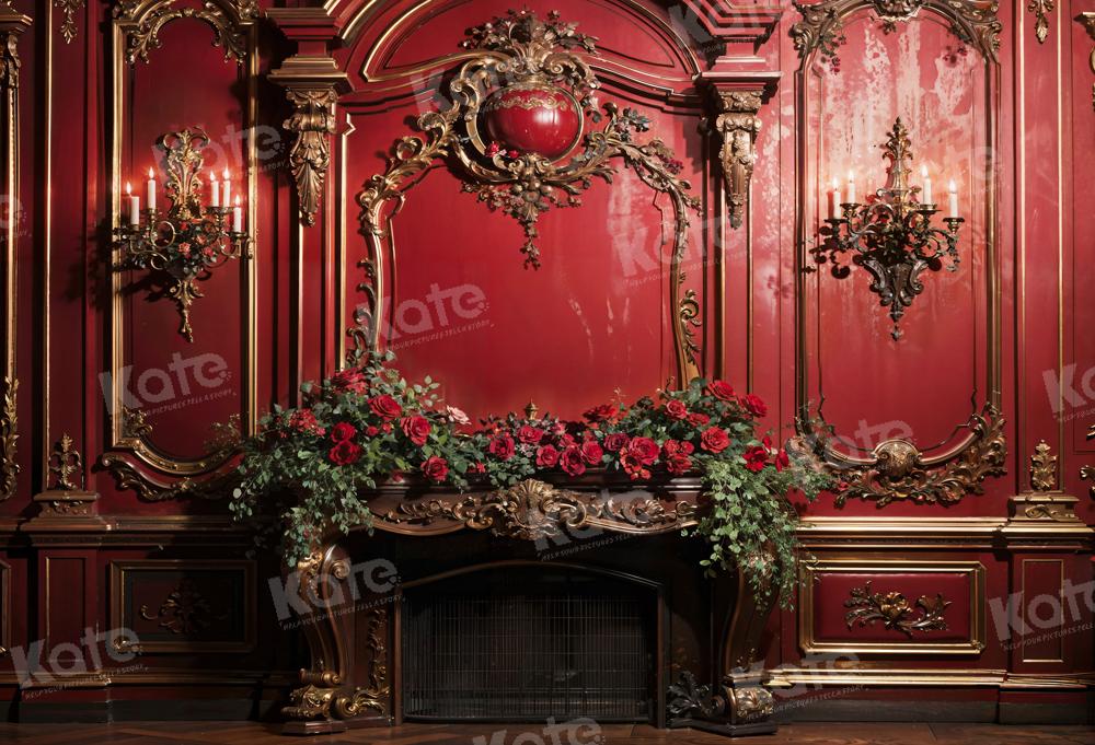 Kate Red Flower Retro Wall Backdrop Designed by Emetselch - Kate Backdrop AU