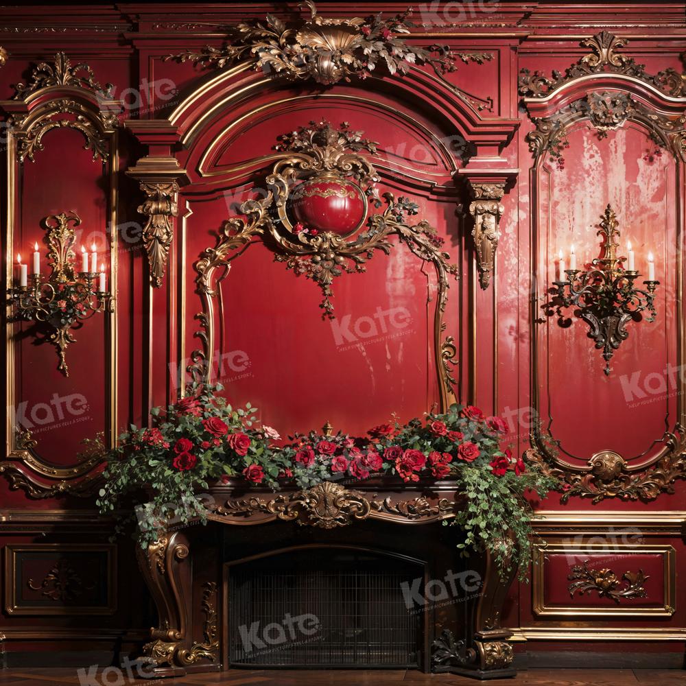 Kate Red Flower Retro Wall Backdrop Designed by Emetselch - Kate Backdrop AU